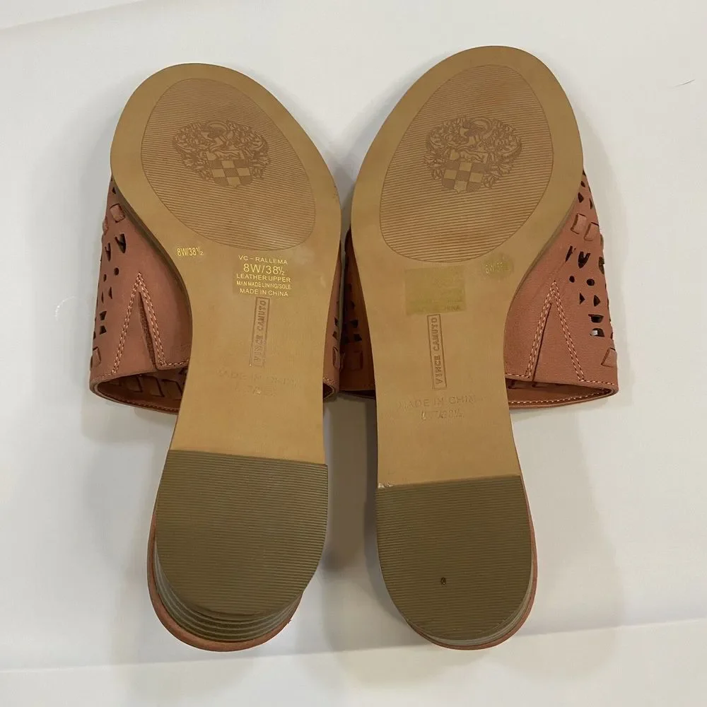 Vince‎ Camuto Leather Wedge Slide Wide Sandals Sushi 8 Wide NWOT